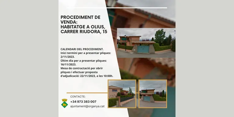 L'Ajuntament d'Organyà té a la venda un habitatge al Pi de Sant Just