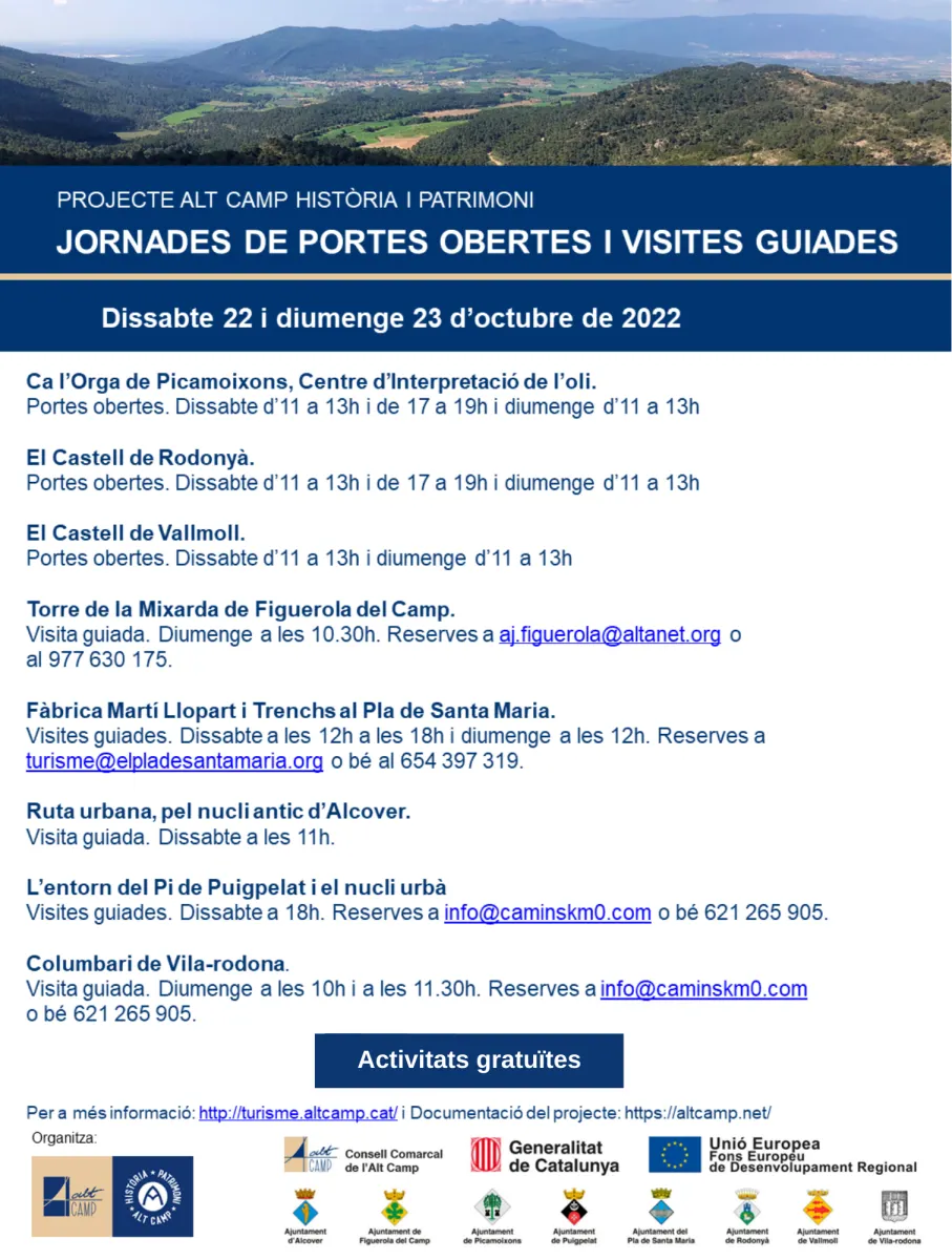 Portes obertes als espais monumentals de l’Alt Camp