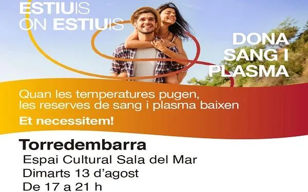 Torredembarra acollirà una campanya de donació de sang i plasma el 13 d’agost