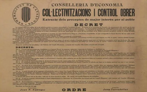 Foto: Decret de Col·lectivitzacions de Catalunya
