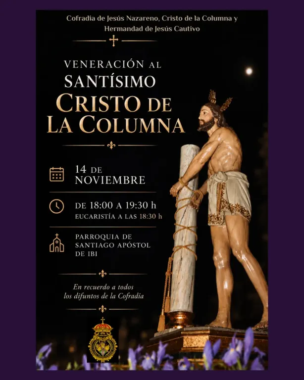 La Cofradía de Jesús Nazareno de Ibi celebrará en noviembre una nueva veneración al Cristo de la Columna