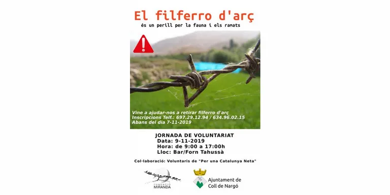 Acció de la Fundació Miranda per substituir el filferro d'arç d'una finca forestal a Coll de Nargó