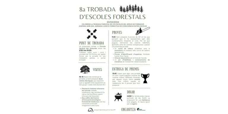 L'Escola Agrària del Solsonès acull demà la 8a Trobada d'Escoles Forestals de Catalunya