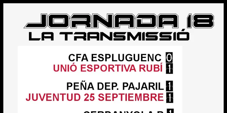 A PEU DE CAMP - JORNADA 18 diumenge