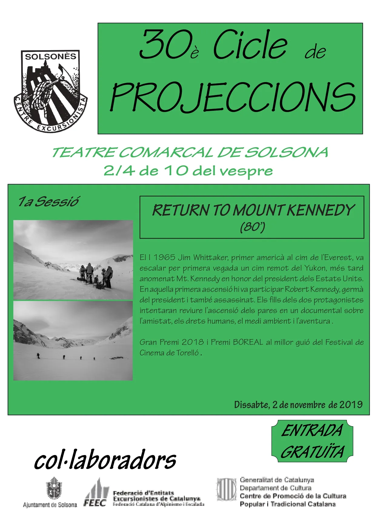 El Cicle de Projeccions del Centre Excursionista del Solsonès compleix 30 anys