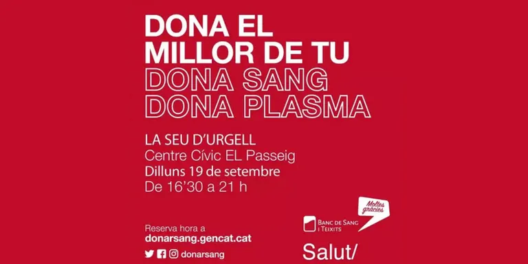Nova campanya de donació de sang i plasma a la Seu d'Urgell