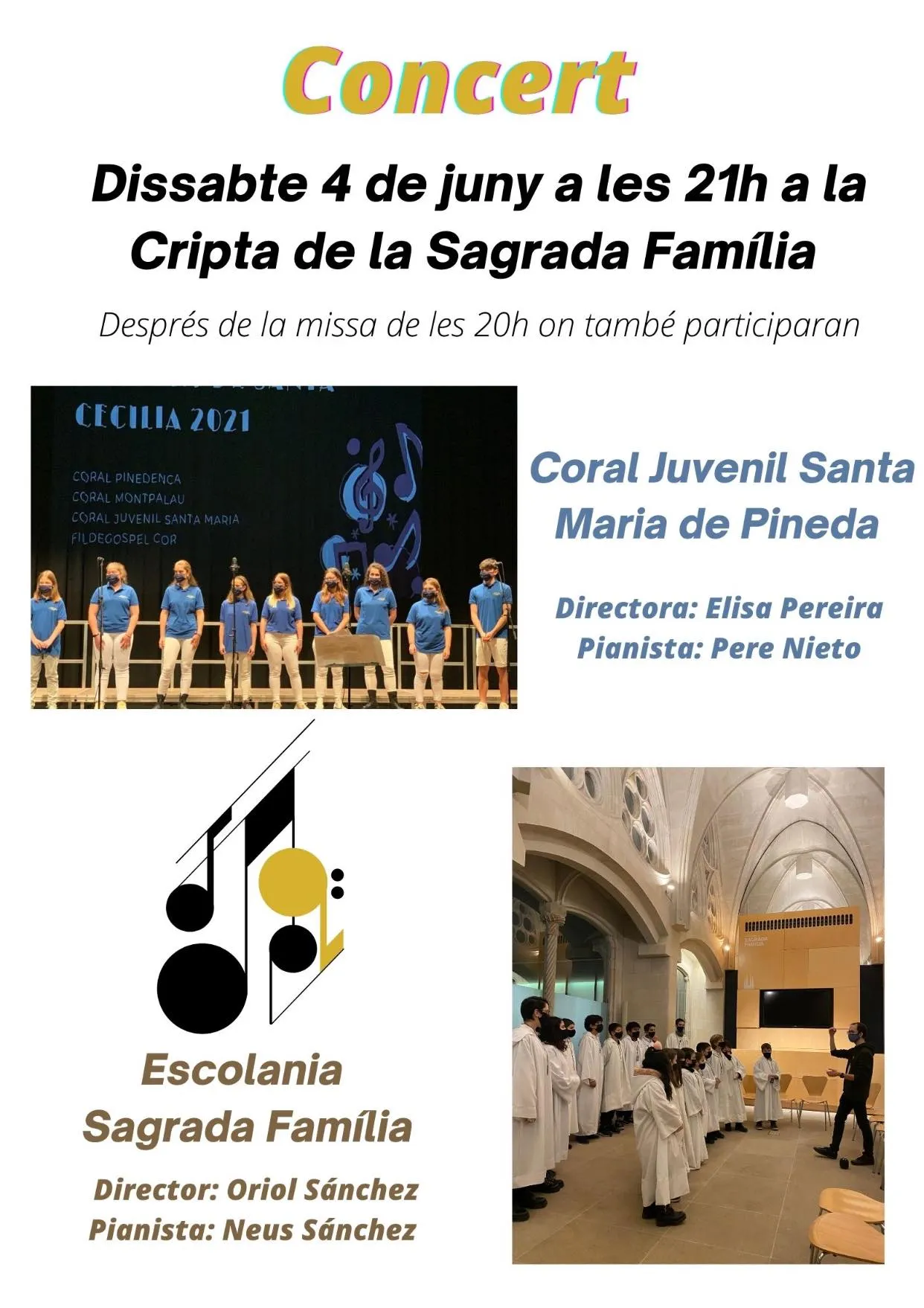 La Coral Santa Maria actua aquest dissabte a la cripta de la Sagrada Família