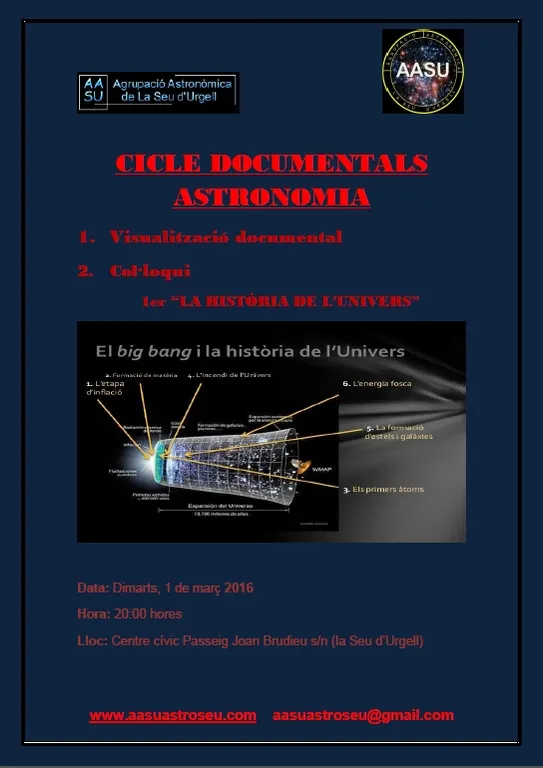 L'Agrupació Astronòmica de la Seu inicia un cicle de documentals