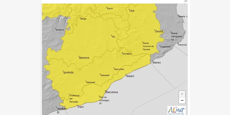 Risc de ruixats molt intensos la matinada de diumenge