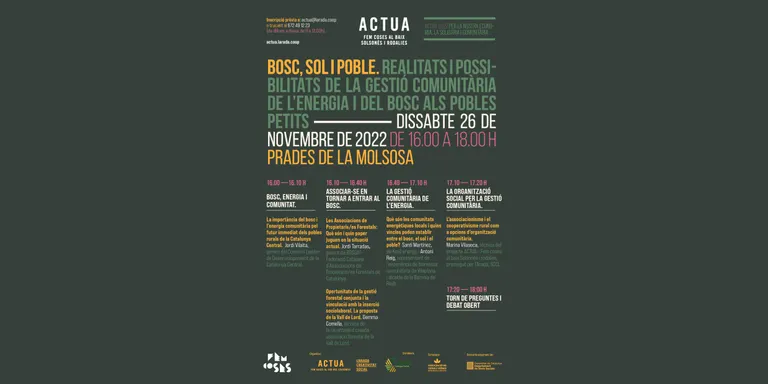 L'Actua de L'Arada organitza una jornada sobre la gestió comunitària de l'energia i del bosc als pobles petits