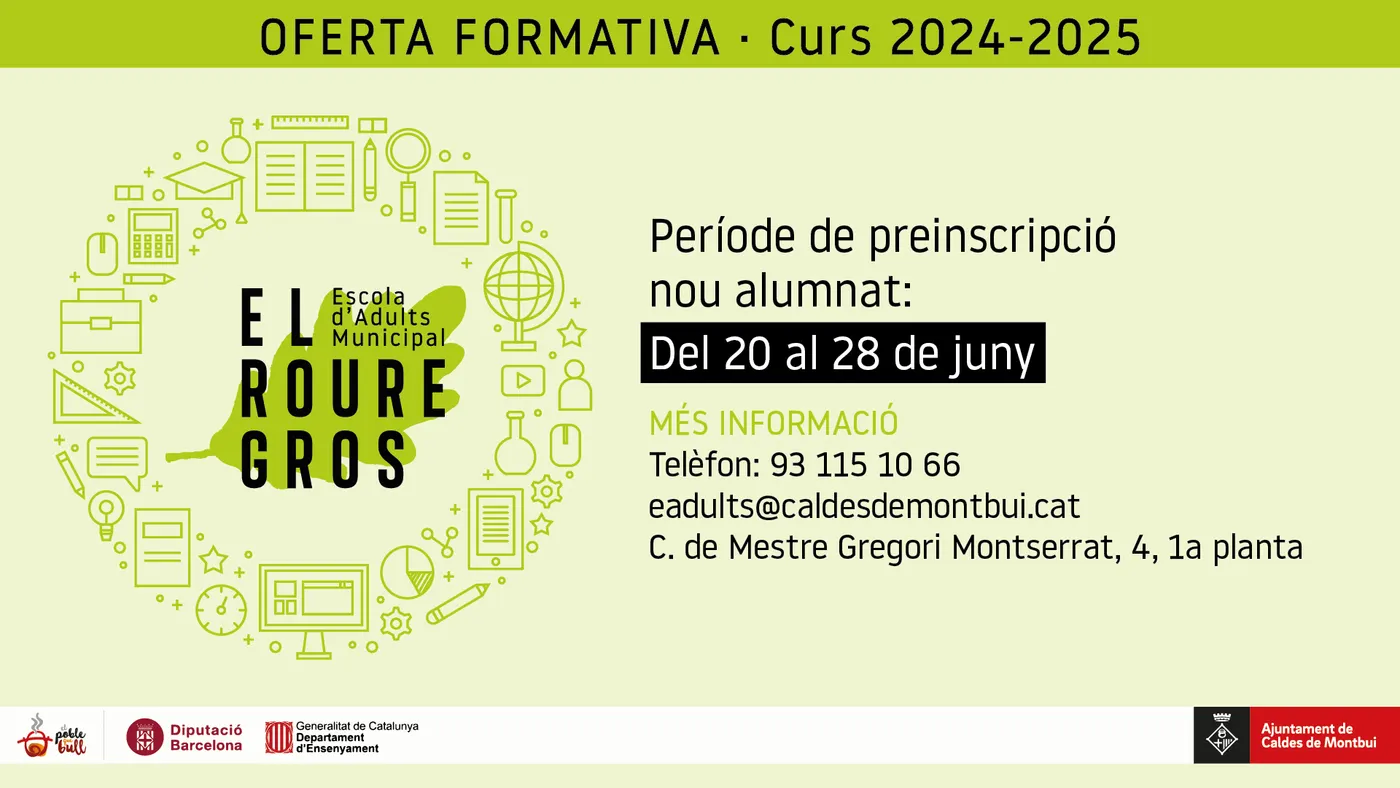 L’Escola d’adults el Roure Gros presenta l’oferta formativa pel proper curs