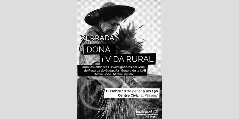 Endavant Alt Urgell organitza una xerrada sobre dona i vida rural
