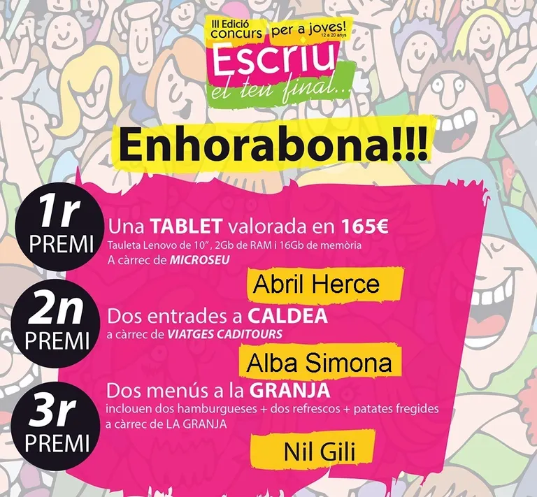 El concurs de microrelats 'Escriu el teu final' ja té guanyadors