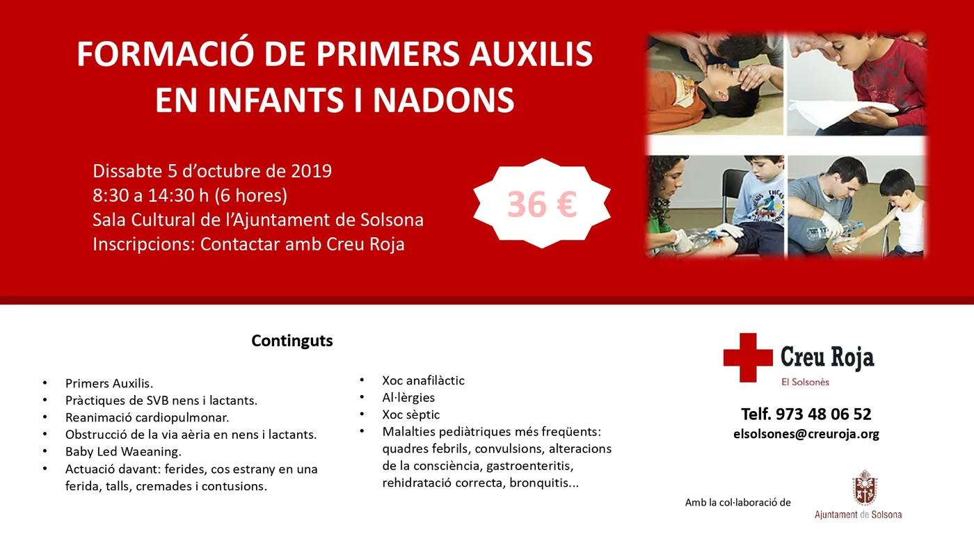 Creu Roja Solsonès organitza un curs de primers auxilis en nadons i infants