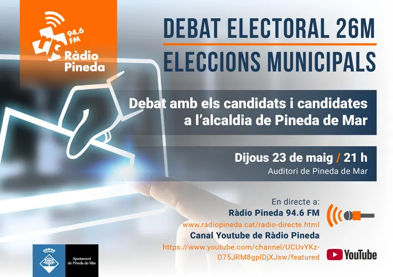 Ràdio Pineda organitza aquest dijous el Debat dels Candidats i Candidates a Pineda