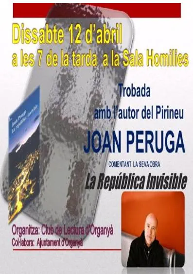 El club de lectura d'Organyà convida l'escriptor Joan Peruga