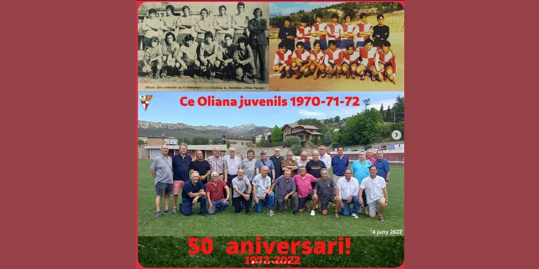 El CE Oliana commemora el 50è aniversari del juvenil 1972-1973