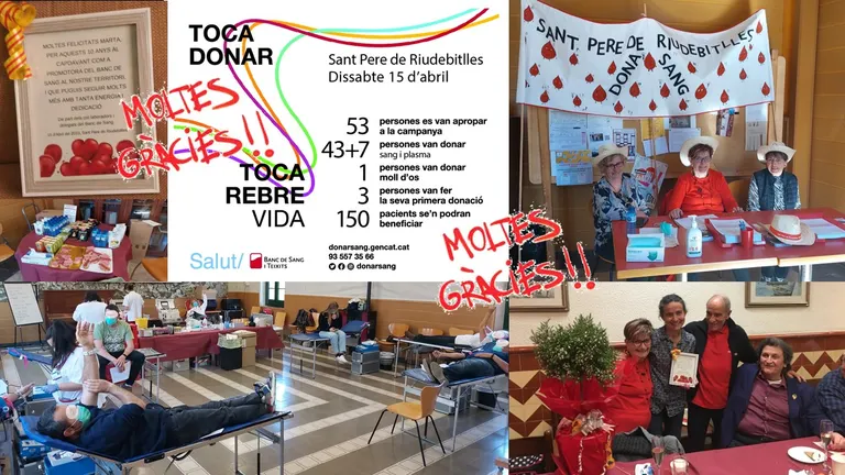 Moltes felicitats per el resultat obtingut de les donacions de sang i plasma del dissabte 15 d’abril a Sant Pere de Riudebitlles.