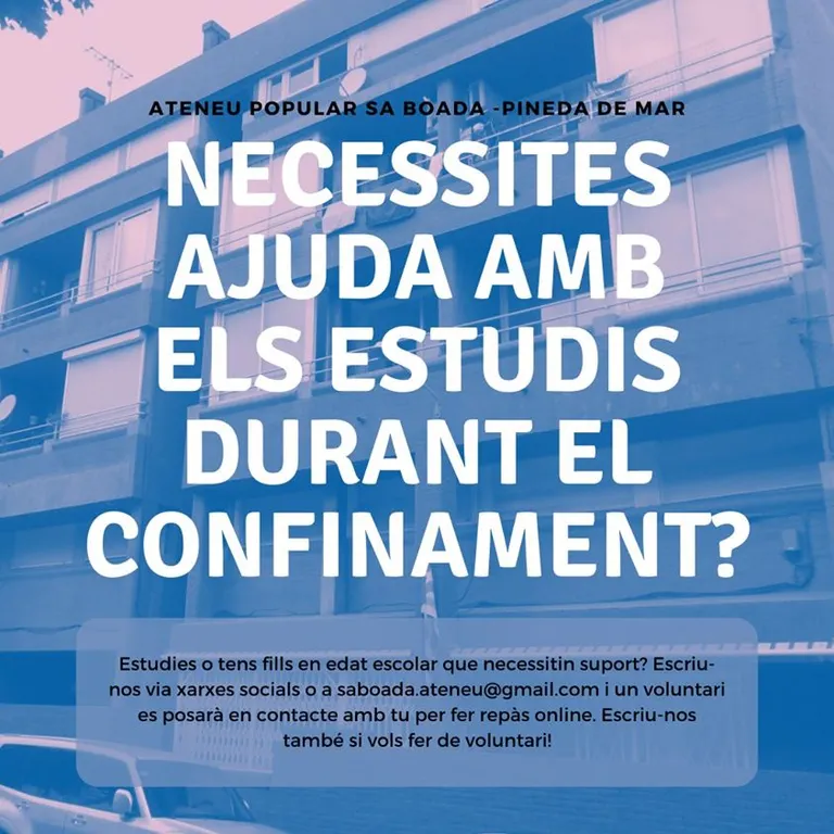 Voluntariat de l'Ateneu Popular Sa Boada de Pineda ofereixen suport escolar en línia durant el confinament