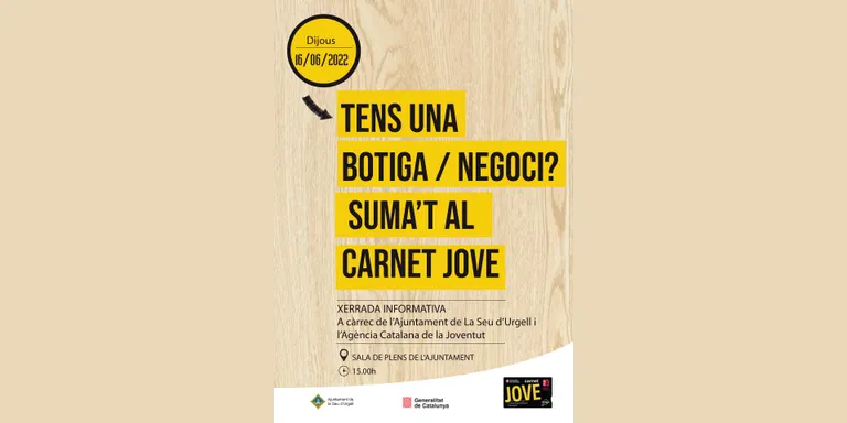 Sessió informativa sobre el Carnet Jove adreçada a comerços i joves de la Seu d'Urgell