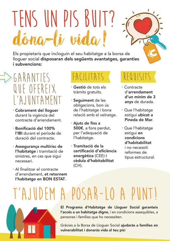 L'Ajuntament de Pineda impulsa una campanya de captació de pisos buits per destinar-los a lloguer social
