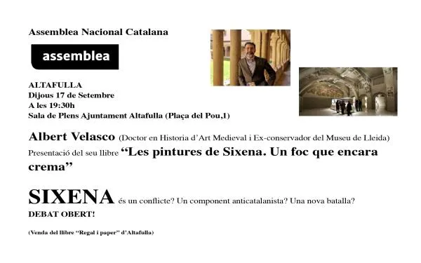 L’ANC propsa reflexionar al voltant del cas de les pintures de Sixena amb la presentació d’un llibre sobre la qüestió