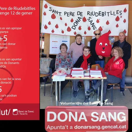 Resultats de la Donació de sang i plasma del diumenge 12 de gener a Sant Pere de Riudebitlles.
