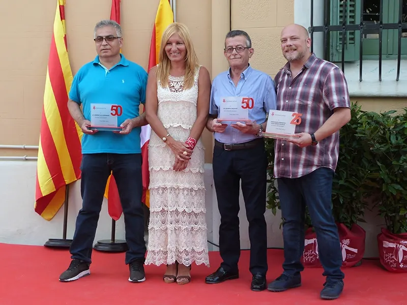 Diego Sánchez (Veinti), l'alcaldessa Ana María Martínez, José Piña (Olímpic) i Josep Ma Prats (Comp