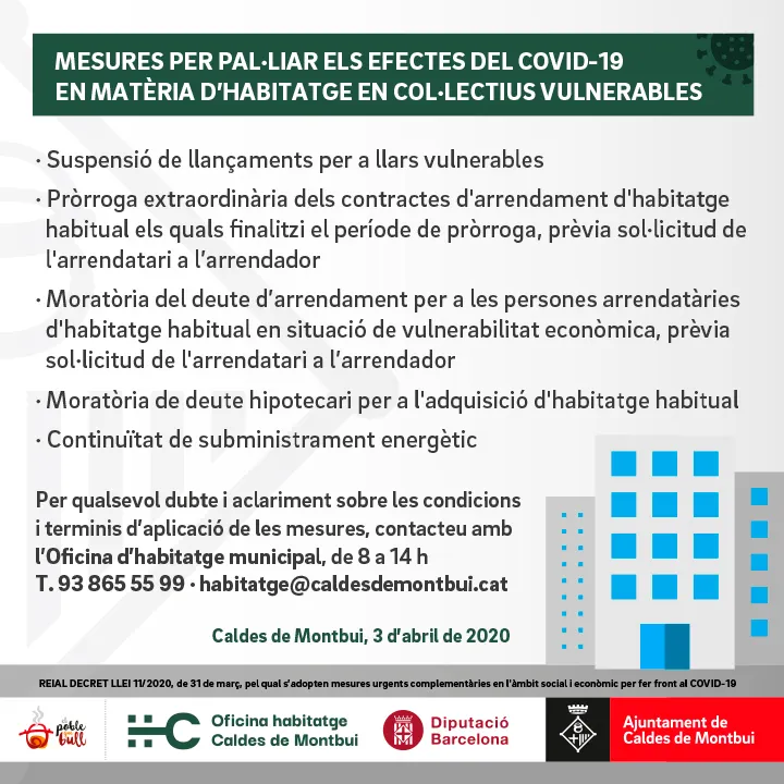 L’Oficina d’Habitatge informa sobre mesures de protecció a les persones en matèria d’habitatge