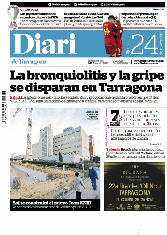 Consulta les portades dels diaris d'aquest 24 de novembre