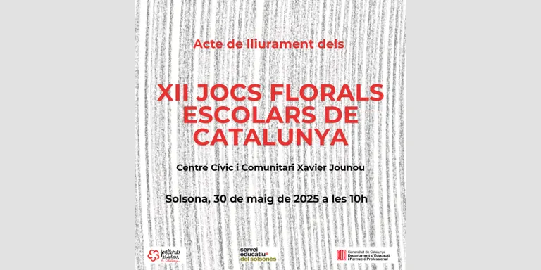 Solsona acollirà l'acte de lliurament de premis dels Jocs Florals Escolars de la Catalunya Central