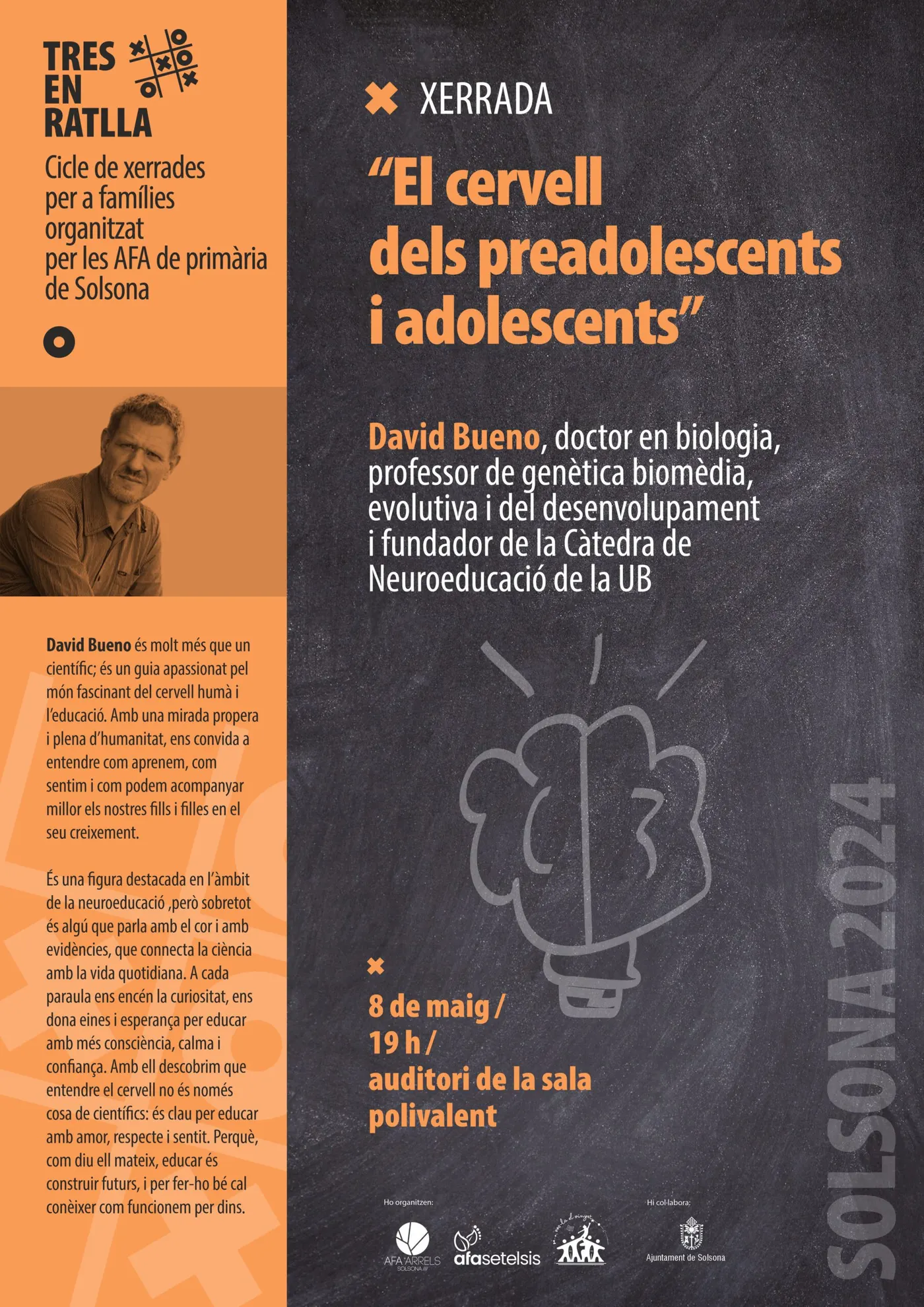 El cicle de xerrades per a famílies "Tres en ratlla" tanca el curs amb una sessió sobre el cervell dels preadolescents i adolescents