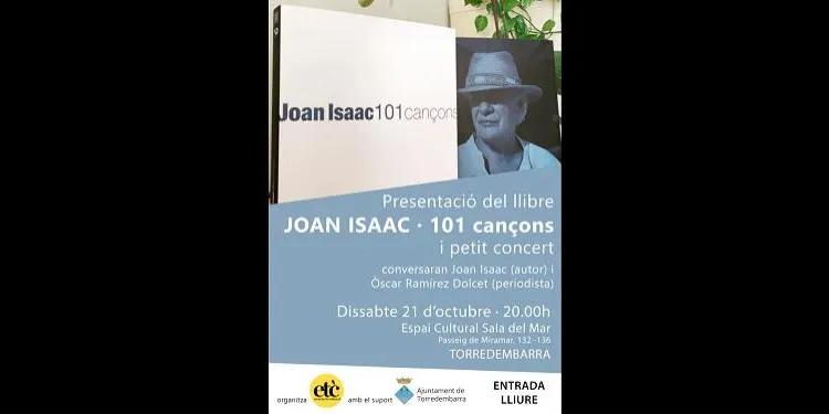 L'Associació Cultural Etcètera d'Altafulla convida al cantautor Joan Isaac a presentar el seu llibre al Baix Gaià