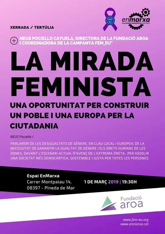 En Marxa fa una xerrada-tertúlia amb el nom 'La mirada feminista'