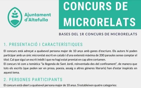 En marxa el segon concurs de microrelats d'Altafulla en el marc de la Diada de Sant Jordi