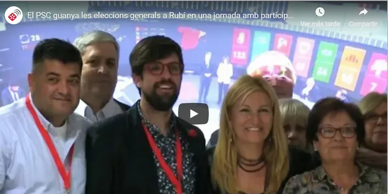 El PSC guanya les eleccions generals a Rubí en una jornada amb participació rècord