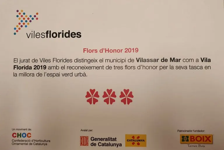 Vilassar de Mar torna a rebre les tres Flors d’Honor de Viles Florides