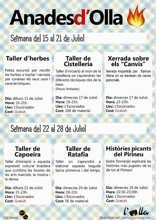 'Anades d'olla', nova proposta de tallers oberts a tothom