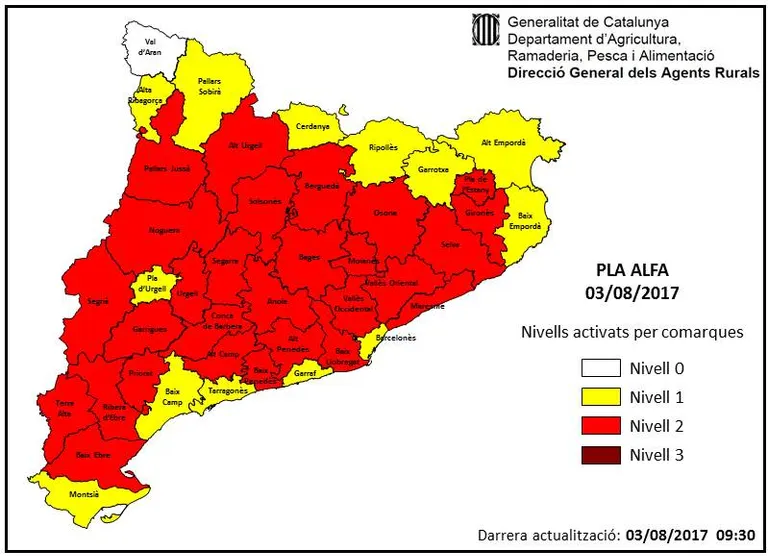 Risc elevat d'incendis a l'Alt Urgell i alerta per la calor