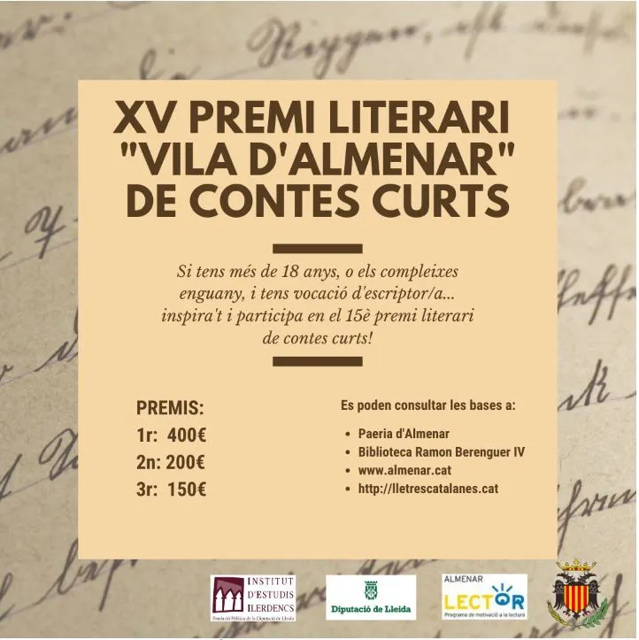 XV Premi Literari "VILA D'ALMENAR" de Contes Curts