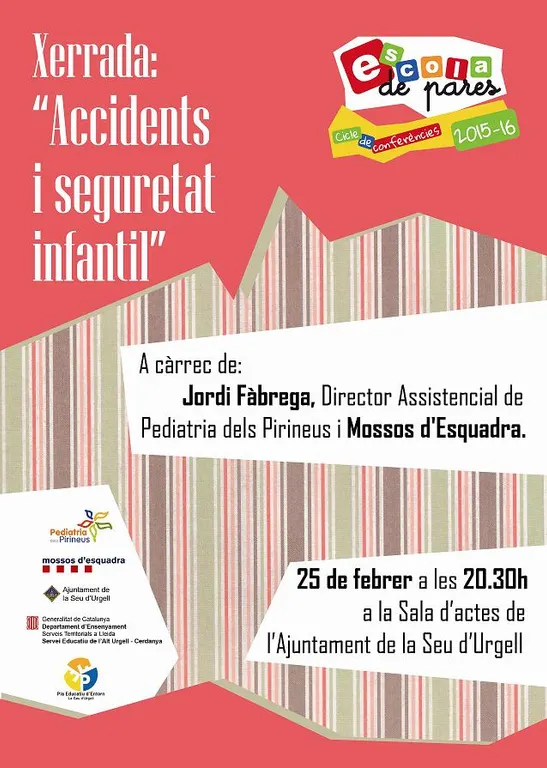 Xerrada de l'Escola de Pares sobre accidents i seguretat infantil