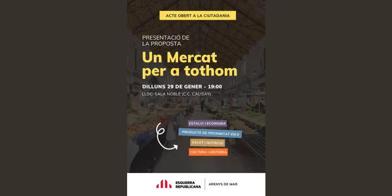 ERC donarà a conèixer la seva filosofia sobre el Mercat Municipal
