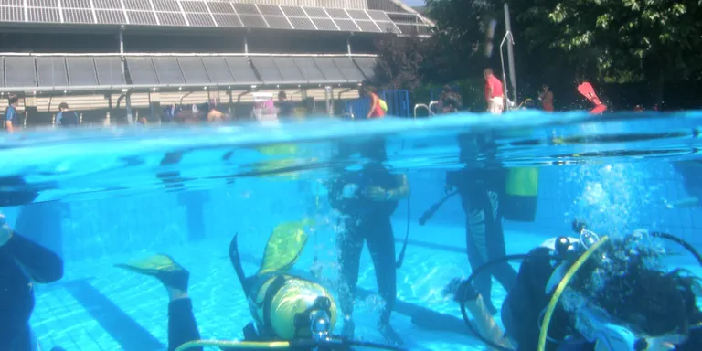 La piscina agafa el relleu de l'escola