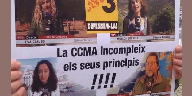 Mobilització a Barcelona en contra de l'eliminació de les corresponsalies de TV3