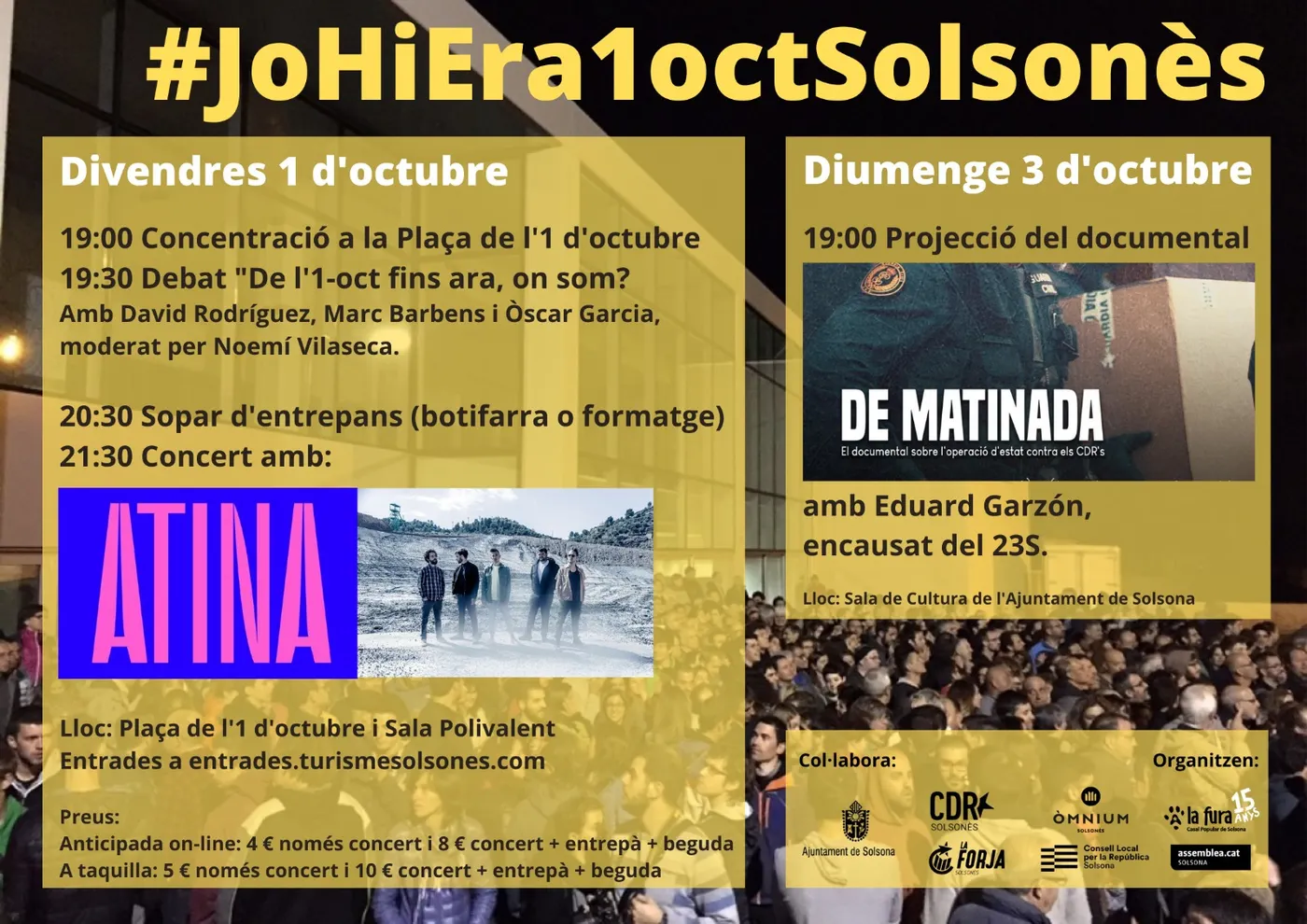 Les entitats independentistes del Solsonès programen una doble jornada d'activitats per commemorar el 4t aniversari de l'1-O
