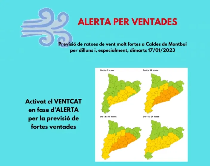 El vent arriba a una punta de 63,7 km/h a Caldes però no provoca desperfectes importants