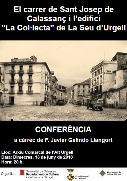 Conferència a la Seu sobre el carrer de Sant Josep de Calassanç i l'edifici La Col·lecta, a càrrec de F. Javier Galindo