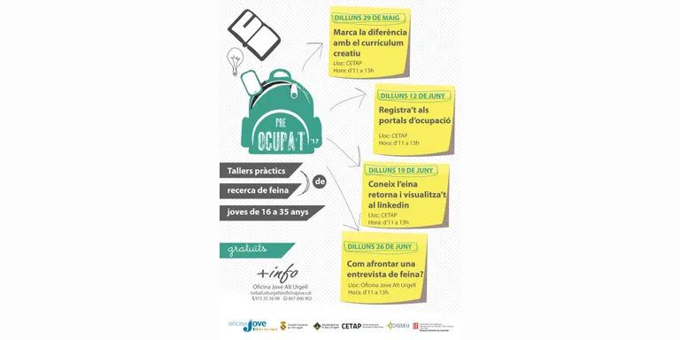 Tallers pràctics i gratuïts adreçats a joves que es trobin en procés de recerca de feina