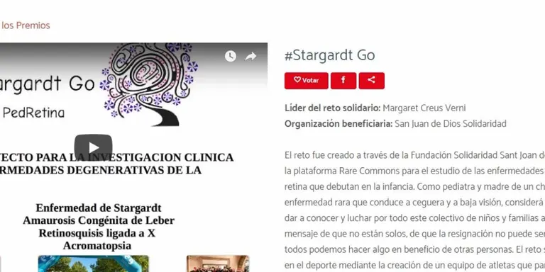 'Sprint final' de votacions per aconseguir que el repte Stargardt Go! rebi el premi de Mi grano de arena