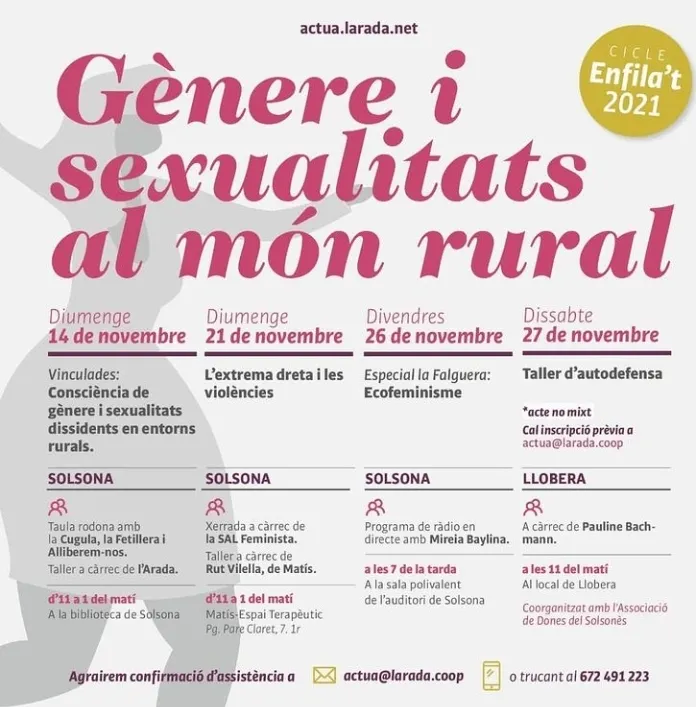 L'Arada recupera el cicle de conferències Enfila't, centrat enguany en gènere i sexualitat al món rural